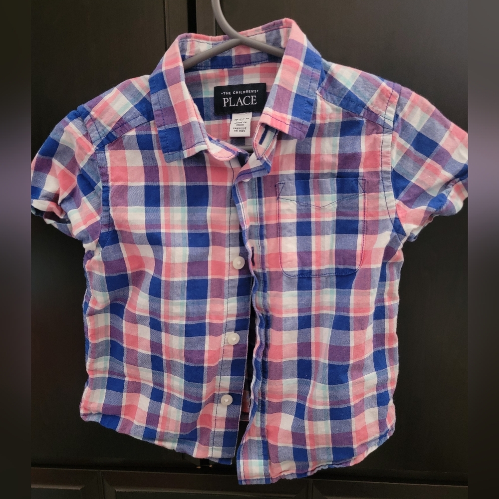 Children's place toddler boys plaid button down